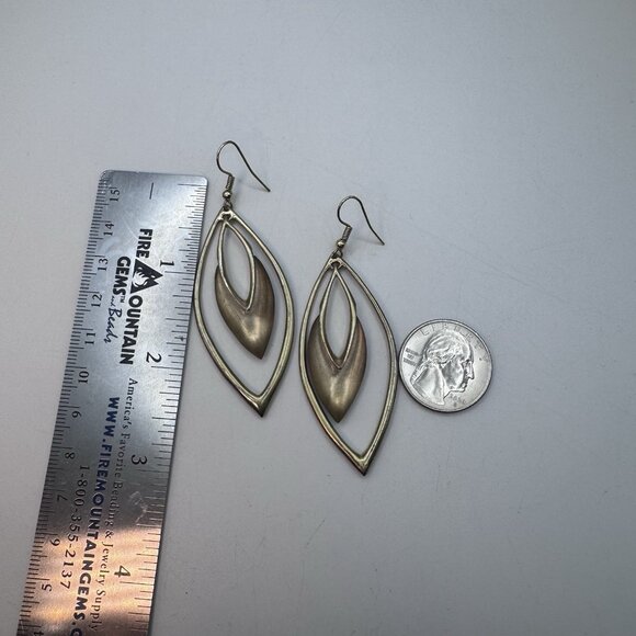 Alexis Bittar Gold Lucite Dangle Earrings Gold Tone- Beautiful AB Earrings Gold - Picture 4 of 5